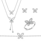 Zircon Butterfly 925 Silver Set - Transparent / 7 - Sets