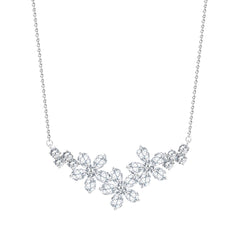 Zircon Flowers 925 Silver Necklace - NECKLACES