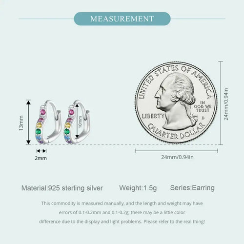 Zircon Heart 925 Silver Earrings - Multi Color