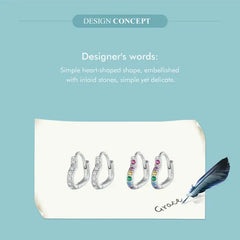 Zircon Heart 925 Silver Earrings - Multi Color