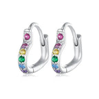 Zircon Heart 925 Silver Earrings - Multi Color