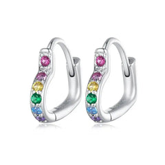 Zircon Heart 925 Silver Earrings - Multi Color