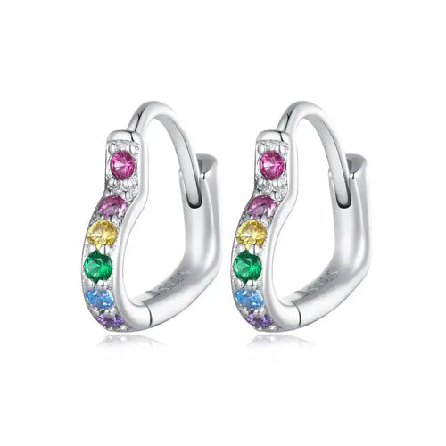 Zircon Heart 925 Silver Earrings - Multi Color