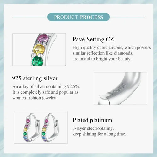 Zircon Heart 925 Silver Earrings - Multi Color