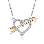 Zircon Heart with Arrow – 925 Silver Necklace - Multi Color - NECKLACES