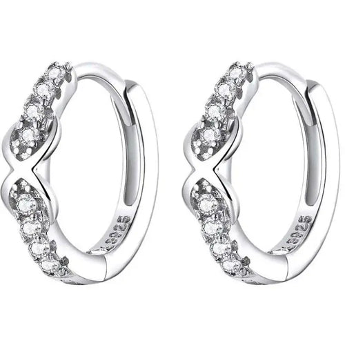 Zircon Infinity 925 Silver Earrings - Transparent