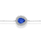 Zircon Pear 925 Silver Bracelet - Blue - Bracelets