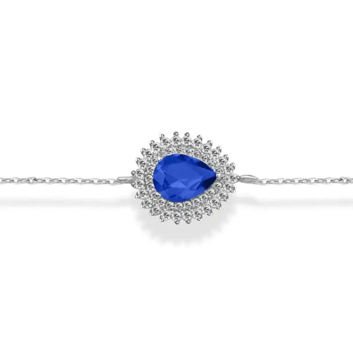 Zircon Pear 925 Silver Bracelet - Blue - Bracelets