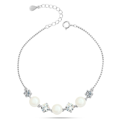 Zircon & Pearl 925 Silver Bracelet - fathyibrahim
