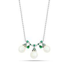 Zircon & Pearl 925 Silver Necklace - White - NECKLACES