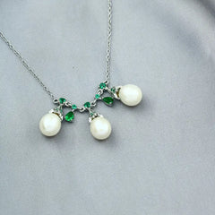 Zircon & Pearl 925 Silver Necklace - White - NECKLACES