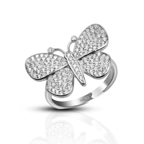 Zircon ring with Big Butterfly - 925 Silver Ring - Transparent / 6 - Rings