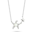 Zircon Starfish 925 Silver Necklace - White - NECKLACES
