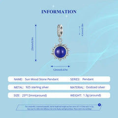 Zircon Sun Mood 925 Silver Charm - Blue