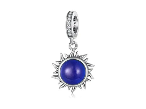 Zircon Sun Mood 925 Silver Charm - Blue