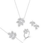 Zircon Tree Leaves 925 Silver Set - Transparent / 8 - Sets